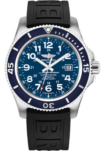 Breitling Superocean II 44 Watch - Steel Case - Gun Blue Dial - Black Diver Pro III Strap - A17392D8/C910/152S/A20SS.1 - Luxury Time NYC