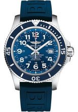 Load image into Gallery viewer, Breitling Superocean II 44 Watch - Steel - Gun Blue Dial - Blue Rubber Strap - Folding Buckle - A17392D81C1S2 - Luxury Time NYC