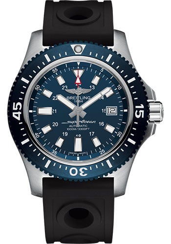 Breitling Superocean II 44 Watch - Steel - Mariner Blue Dial - Black Ocean Racer II Strap - Tang Buckle - Y1739316/C959/227S/A20SS.1 - Luxury Time NYC