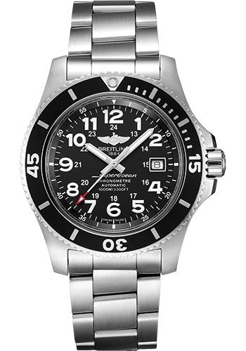 Breitling Superocean II 44 Watch - Steel - Volcano Black Dial - Steel Bracelet - A17392D71B1A1 - Luxury Time NYC