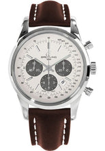 Load image into Gallery viewer, Breitling Transocean 01 Chronograph Watch - 43mm Steel Case - Mercury Silver Dial - Brown Leather Strap - AB015212/G724/438X/A20D.1 - Luxury Time NYC