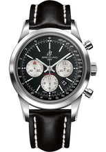 Load image into Gallery viewer, Breitling Transocean Chronograph Watch - Steel - Black Dial - Black Leather Strap - Folding Buckle - AB015212/BF26/436X/A20D.1 - Luxury Time NYC