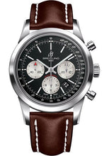 Load image into Gallery viewer, Breitling Transocean Chronograph Watch - Steel - Black Dial - Brown Leather Strap - Folding Buckle - AB015212/BF26/438X/A20D.1 - Luxury Time NYC