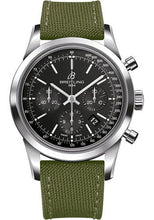 Load image into Gallery viewer, Breitling Transocean Chronograph Watch - Steel - Black Dial - Khaki Green Military Strap - Tang Buckle - AB015212/BA99/106W/A20BA.1 - Luxury Time NYC