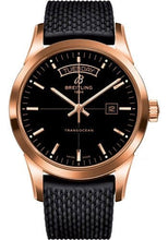Load image into Gallery viewer, Breitling Transocean Day &amp; Date Watch - 18k Red Gold - Black Dial - Black Rubber Aero Classic Strap - R4531012/BB70/279S/R20D.3 - Luxury Time NYC