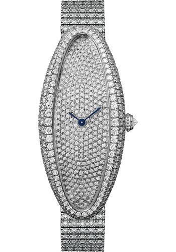 Cartier Baignoire Allongee Watch 47 mm White Gold Case Diamond