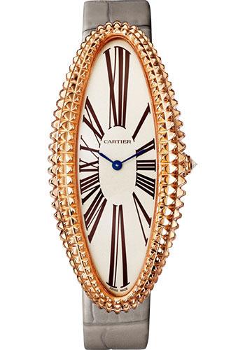 Cartier Baignoire Allongee Watch - 52 mm Pink Gold Case - Light Gray Strap - WGBA0010 - Luxury Time NYC