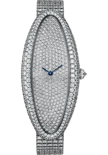 Cartier Baignoire Allongee Watch - 52 mm White Gold Case - Diamond Bracelet - HPI01307 - Luxury Time NYC