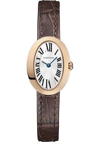 Cartier Baignoire Watch - 25.30 mm Pink Gold Case - Brown Alligator Strap - W8000017 - Luxury Time NYC