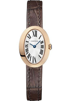 Cartier Baignoire Watch - 25.30 mm Pink Gold Case - Brown Alligator Strap - W8000017 - Luxury Time NYC