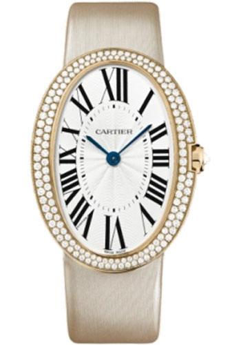 Cartier Baignoire Watch - Large Pink Gold Diamond Case - Fabric Strap - WB520005 - Luxury Time NYC
