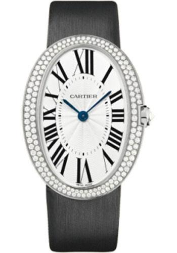 Cartier Baignoire Watch - Large White Gold Diamond Case - Fabric Strap - WB520009 - Luxury Time NYC