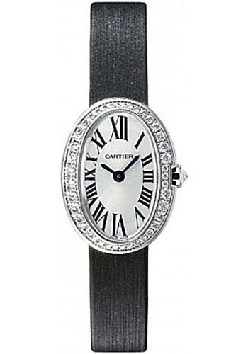 Cartier Baignoire Watch - Mini White Gold Diamond Case - Fabric Strap - WB520027 - Luxury Time NYC