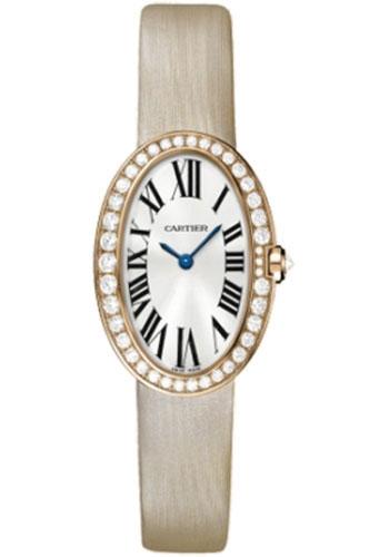 Cartier Baignoire Watch - Small Pink Gold Diamond Case - Fabric Strap - WB520004 - Luxury Time NYC