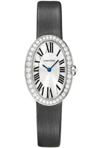Cartier Baignoire Watch - Small White Gold Diamond Case - Fabric Strap - WB520008 - Luxury Time NYC
