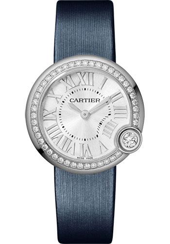 Cartier Ballon Blanc de Cartier Watch - 30 mm Steel Diamond Case - Silver Dial - Calfskin Strap - W4BL0003 - Luxury Time NYC