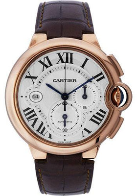 Cartier Ballon Bleu Chronograph Watch - Pink Gold Case - Alligator Strap - W6920009 - Luxury Time NYC