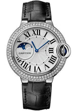 Load image into Gallery viewer, Cartier Ballon Bleu de Cartier Moonphase Watch - 37 mm White Gold Case - Diamond Paved Bezel - Silver Dial - Black Alligatgor Strap - WJBB0028 - Luxury Time NYC