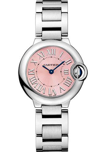 Cartier Ballon Bleu De Cartier Watch - 28.6 mm Steel Diamond Case - Diamond Bezel - Pink Dial - W6920038 - Luxury Time NYC