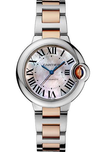 Cartier Ballon Bleu De Cartier Watch - 33 mm Pink Gold Case - Pink Mother-Of-Pearl Dial - Pink Gold And Steel Bracelet - W6920098 - Luxury Time NYC