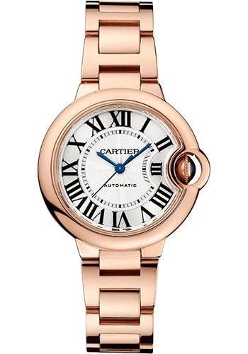 Cartier Ballon Bleu de Cartier Watch - 33 mm Rose Gold Case - Silvered Dial - Interchangeable Bracelet - WGBB0042 - Luxury Time NYC
