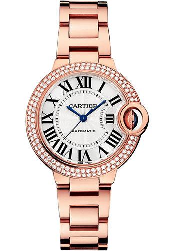 Cartier Ballon Bleu de Cartier Watch - 33 mm Rose Gold Diamond Case - Silvered Dial - Interchangeable Bracelet - WJBB0066 - Luxury Time NYC