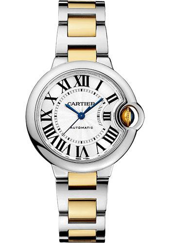 Cartier Ballon Bleu de Cartier Watch - 33 mm Steel and Yellow Gold Case - Silvered Dial - Interchangeable Two-Tone Bracelet - W2BB0029 - Luxury Time NYC