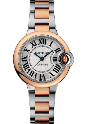Cartier Ballon Bleu De Cartier Watch - 33 mm Steel Case - Pink Gold Bezel - W2BB0023 - Luxury Time NYC