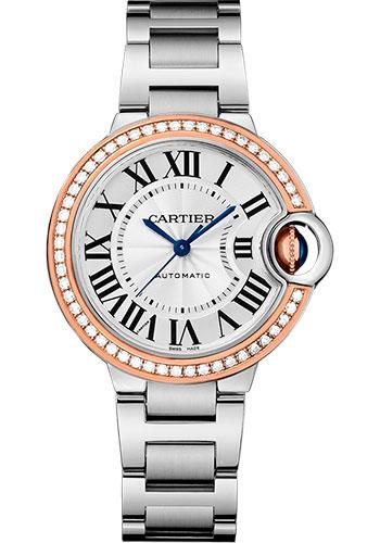 Cartier Ballon Bleu de Cartier Watch - 33 mm Steel Case - Pink Gold Diamond Bezel - WE902080 - Luxury Time NYC