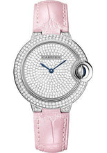 Load image into Gallery viewer, Cartier Ballon Bleu de Cartier Watch - 33 mm White Gold Diamond Case - Diamond Paved Dial - Pearly Pink Alligator Strap - WE902047 - Luxury Time NYC