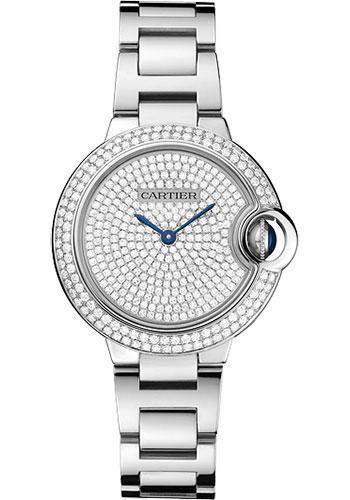 Cartier Ballon Bleu de Cartier Watch - 33 mm White Gold Diamond Case - Diamond Paved Dial - WE902048 - Luxury Time NYC