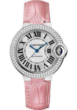 Load image into Gallery viewer, Cartier Ballon Bleu de Cartier Watch - 33 mm White Gold Diamond Case - Pearly Pink Alligator Strap - WE902067 - Luxury Time NYC