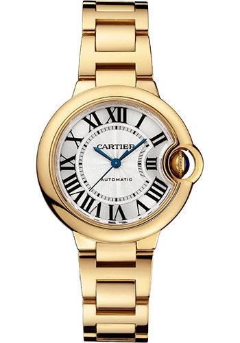 Cartier Ballon Bleu de Cartier Watch - 33 mm Yellow Gold Case - Silvered Dial - Interchangeable Bracelet - WGBB0045 - Luxury Time NYC