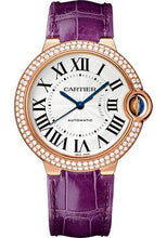 Load image into Gallery viewer, Cartier Ballon Bleu de Cartier Watch - 36 mm Pink Gold Diamond Case - Purple Patent Alligator Strap - WJBB0009 - Luxury Time NYC
