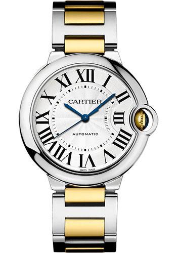 Cartier Ballon Bleu de Cartier Watch - 36 mm Steel and Yellow Gold Case - Silvered Dial - Interchangeable Two-Tone Bracelet - W2BB0030 - Luxury Time NYC