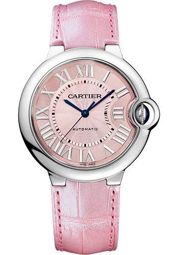 Cartier Ballon Bleu de Cartier Watch - 36 mm Steel Case - Pink Dial - Pink Alligator Strap - WSBB0007 - Luxury Time NYC