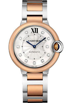 Cartier Ballon Bleu de Cartier Watch - 36 mm Steel Case - Pink Gold Bezel - Diamond Dial - W3BB0007 - Luxury Time NYC