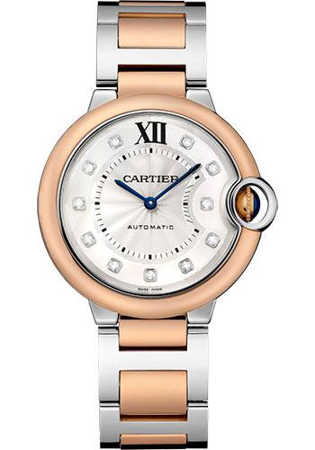 Cartier Ballon Bleu de Cartier Watch - 36 mm Steel Case - Pink Gold Bezel - Diamond Dial - W3BB0013 - Luxury Time NYC