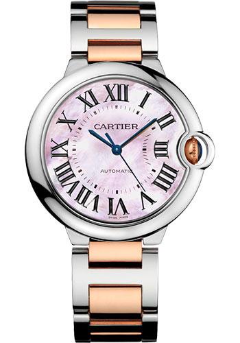 Cartier Ballon Bleu de Cartier Watch - 36 mm Steel Case - Pink Gold Bezel - Pink Mother-Of-Pearl Dial - W2BB0011 - Luxury Time NYC