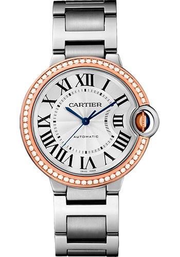 Cartier Ballon Bleu de Cartier Watch - 36 mm Steel Case - Pink Gold Diamond Bezel - WE902081 - Luxury Time NYC