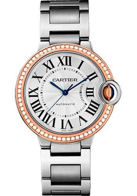 Cartier Ballon Bleu de Cartier Watch - 36 mm Steel Case - Pink Gold Diamond Bezel - WE902081 - Luxury Time NYC