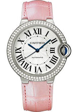 Load image into Gallery viewer, Cartier Ballon Bleu de Cartier Watch - 36 mm White Gold Diamond Case - Pearly Pink Alligator Strap - WJBB0011 - Luxury Time NYC