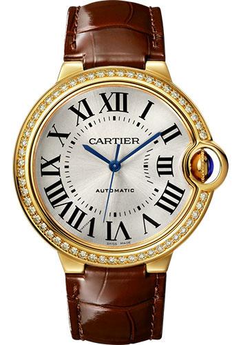Cartier Ballon Bleu de Cartier Watch - 36 mm Yellow Gold Case - Diamond Bezel - Brown Strap - WJBB0041 - Luxury Time NYC