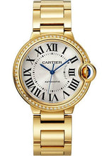 Load image into Gallery viewer, Cartier Ballon Bleu de Cartier Watch - 36 mm Yellow Gold Diamond Case - Silvered Sunray-Brushed Dial - Interchangeable Bracelet - WJBB0070 - Luxury Time NYC