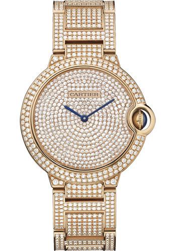 Cartier Ballon Bleu de Cartier Watch - 36.6 mm Pink Gold Diamond Case - Diamond Paved Dial - Diamond Bracelet - HPI00489 - Luxury Time NYC