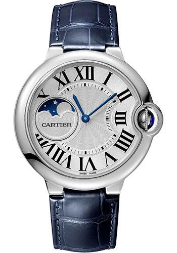 Cartier Ballon Bleu de Cartier Watch - 37 mm Steel Case - Silvered Dial - Blue Alligator Strap - WSBB0029 - Luxury Time NYC