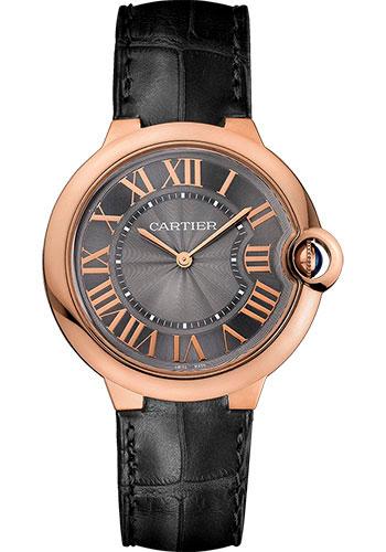 Cartier Ballon Bleu De Cartier Watch - 40 mm Pink Gold Case - Gray Dial - Gray Alligator Strap - W6920089 - Luxury Time NYC
