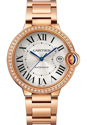 Cartier Ballon Bleu de Cartier Watch - 40 mm Rose Gold Diamond Case - Silvered Dial - Interchangeable Bracelet - WJBB0057 - Luxury Time NYC