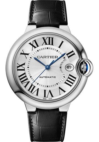 Cartier Ballon Bleu de Cartier Watch - 40 mm Steel Case - Silvered Dial - Interchangeable Black Leather Strap - WSBB0039 - Luxury Time NYC