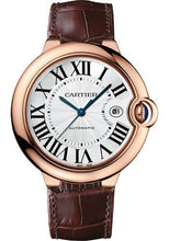 Load image into Gallery viewer, Cartier Ballon Bleu de Cartier Watch - 42 mm Pink Gold Case - Silver Opaline Dial - Brown Leather Strap - WGBB0030 - Luxury Time NYC